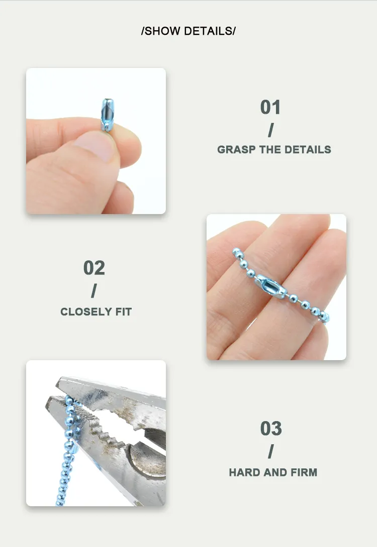 Customized Color Plated Steel Keychain , Bead Ball Dogtag Chain 1