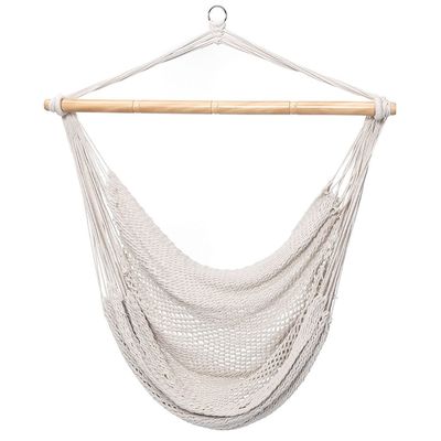 Good price High Capacity Camping Hanging Chair Outdoor White Rope Hammock Chair With Stand online