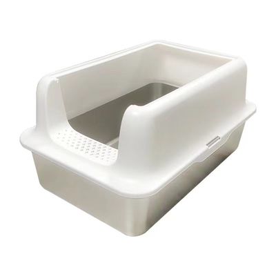 Good price EasyClean SplashProof Stainless Steel Cat Litter Box Enclosed Extra Large Rounded PET supplies online