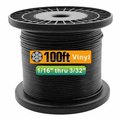 Good price 7x7 Black Vinyl Coated Wire Rope 1/16 Inch Overmolded to 3/32 Inch Outdoor Light Guide Wire 100ft Processing Service Other online