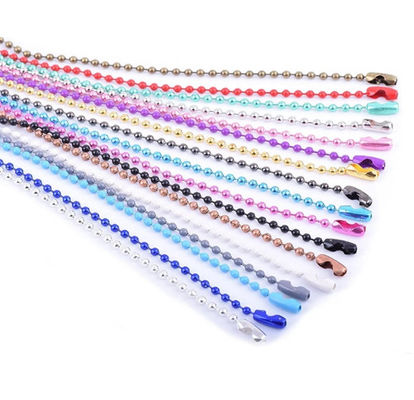 Customized Color Plated Steel Keychain , Bead Ball Dogtag Chain