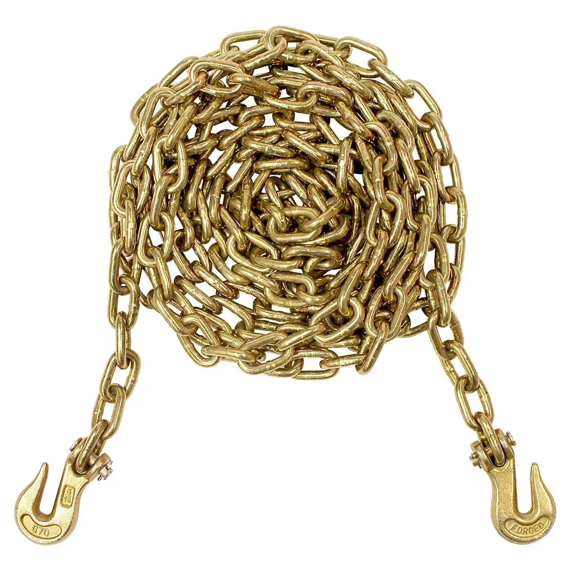 3/8''x20ft Yellow Zinc G70 Chain with 3/8" Clevis Grab Hook