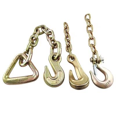 Good price Yellow Zinc Plated High Strength G70 Transport Chain with Hook 20Mn2 Material online