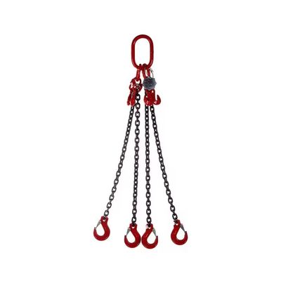 Good price 2t Load Limit Red Lifting Chains With Hooks G80 Alloy Steel 8mm Diameter Multi Leg online