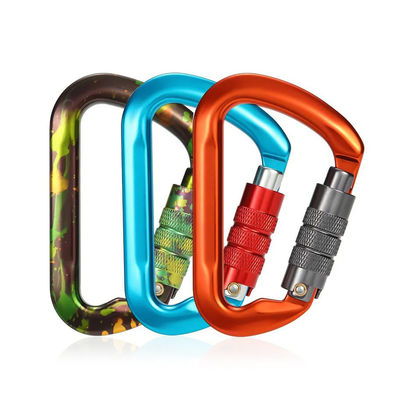 Good price Aluminum 30KN D Shape Climbing Snap Hook Customized Outdoor Carabiner online