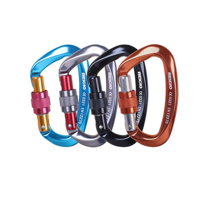 Good price Black Oxide Coated Coating Aluminum Carabiner 25KN D Shape Flat Hook for Climbing online