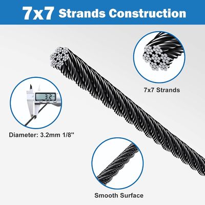 Good price Cable Railing Kit Hardware T316 Aircraft Cable 7x7 Strand 500ft 1/8