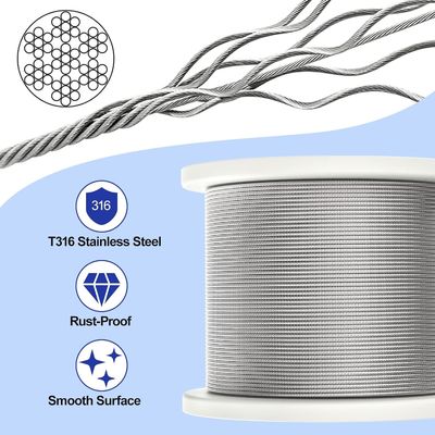 Good price OEM 1/16-3/32 Wire Cable Galvanized Wire Rope with Clear Plastic Coating 150 ft 45.72 meters Steel Cable Coil Outdoors online