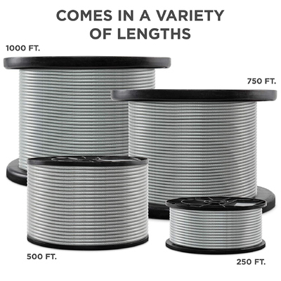 Good price MIL-DTL-83420 Galvanized Aircraft Cable Steel Wire Rope with 7x7 / 7x19 Construction and 3/64