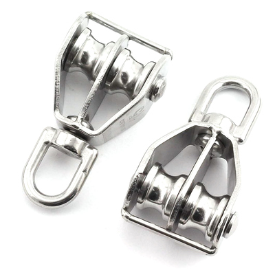 Good price Double Pulley Block Heavy Duty 304 Stainless Steel Double Wheel Pulleys for Lifting Rope online