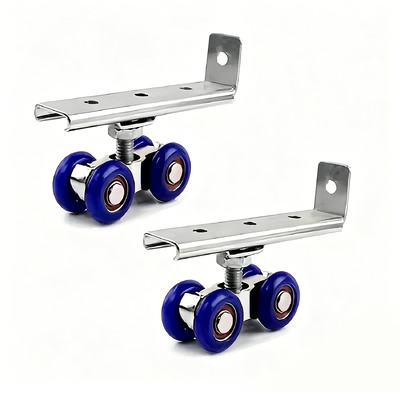 Good price 4-Wheel Metal Sliding Track Pocket Door Roller Wheel Set Hanger Ball Bearing Pulley Kit for Wardrobe Closet Barn Door online