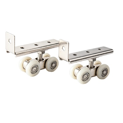 Good price 4-Wheel Metal Sliding Track Wheel Set Hanger Ball Bearing Pulley Kit for Wardrobe Closet Barn Door online